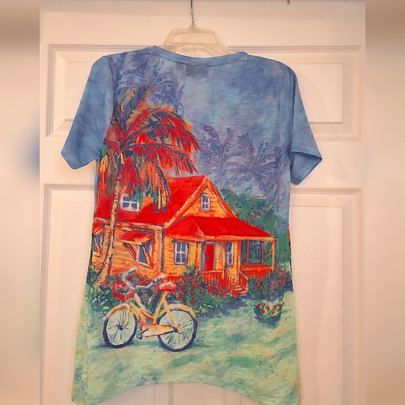 ONQUE Casual, Large, Woman's Embellished V Neck Multi-Color Top - Picture 6 of 6